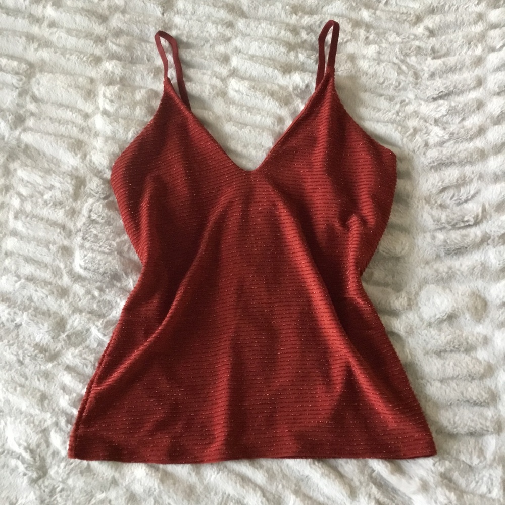 Vintage Y2K Express Red Glitter Cami Tank Top Valentine's Day Romantic Date